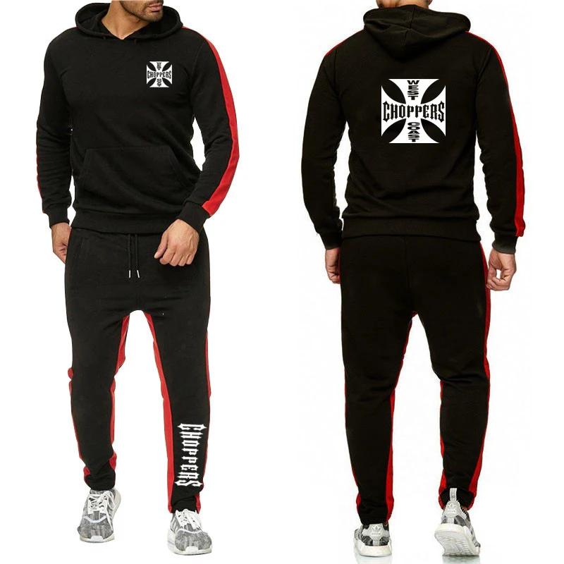 West Coast Choppers Men New Spring Autumn Pullover Hoodie+Sweatpant Furious 7 Sports Solid Color Suits Paul Walker F